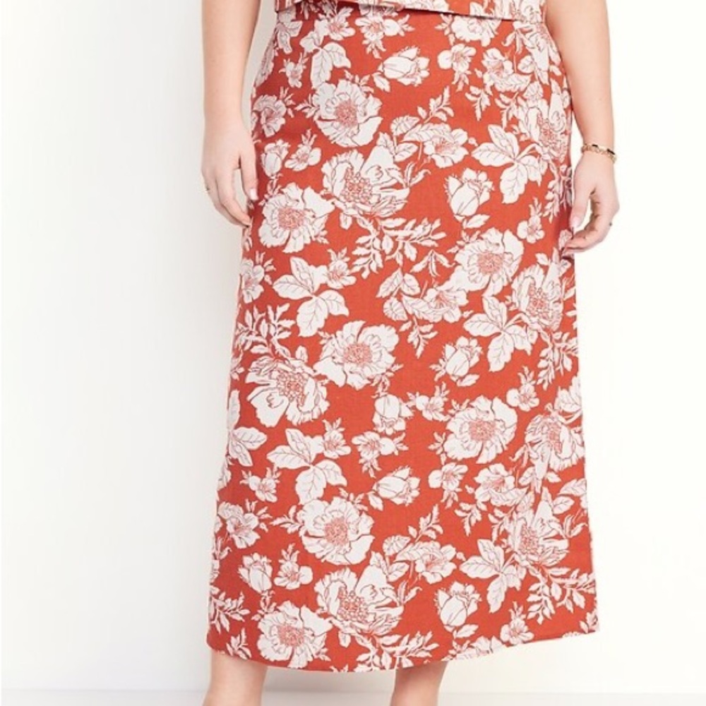 Old Navy Coral and White A-Line Skirt Casual Resort Wear